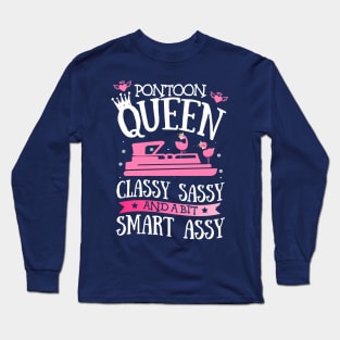 Pontoon Queen Gift Funny Pontoon Lover Gift Idea Long Sleeve T-Shirt